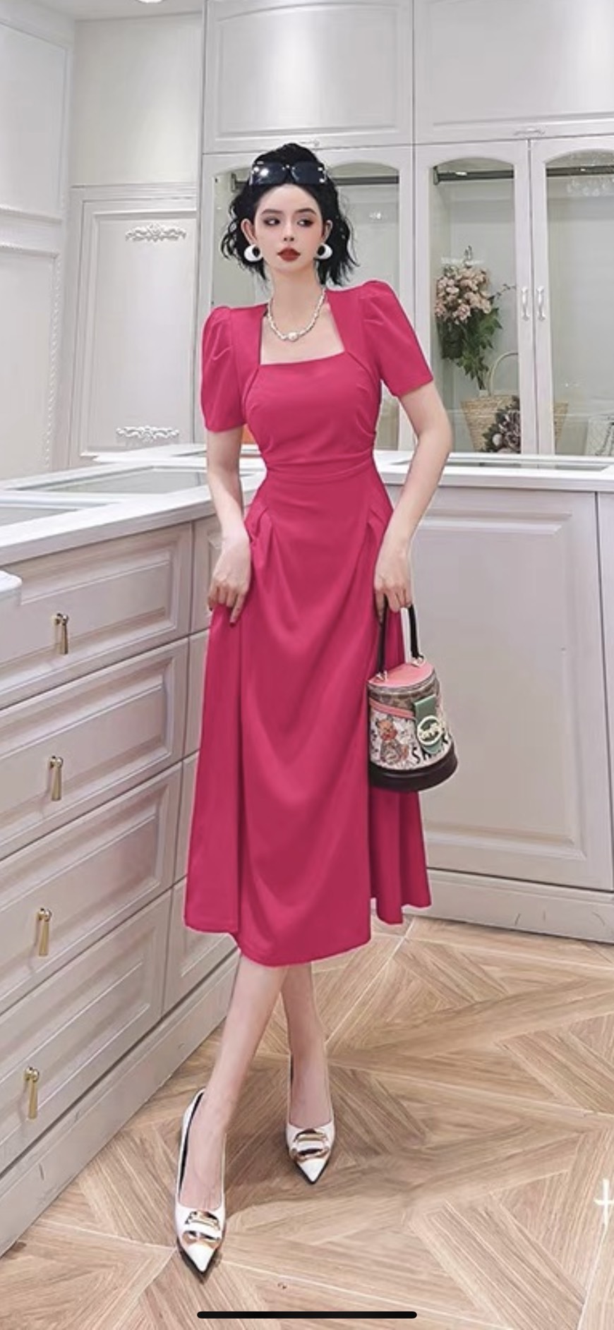 ĐẦM LỤA CỔ U CAO  CẤP D139